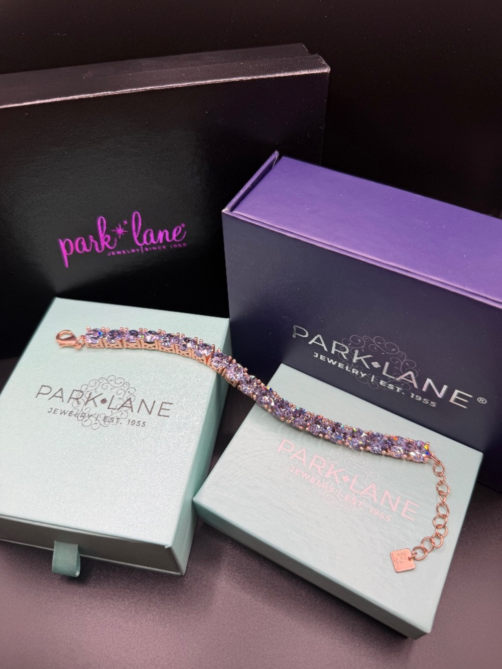 Park Lane Large Impression Bracelet Iris Lavender Rose Gold CZ - NIB - RARE HTF